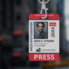 Badge d'identification recto verso rouge et bleu a