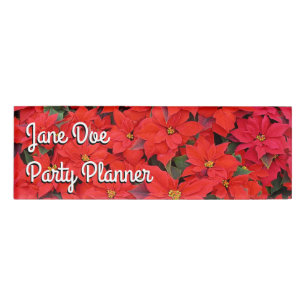Badge D'identification Red Poinsettias I Christmas Holiday Floral Photo