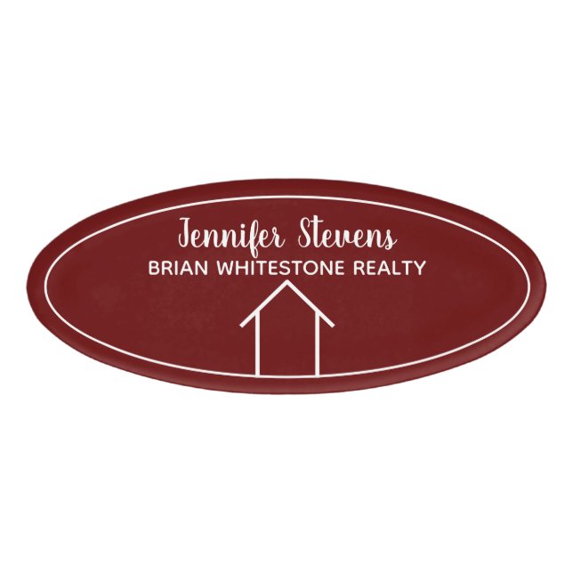 Badge D'identification Red Real Estate Company Custom Realtor (Devant)