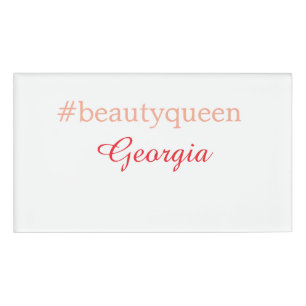Badge D'identification Reine de beautéhashtag rouge clair ajouter nom fil