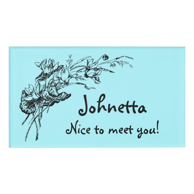 Badge D'identification Rétro affichage floral somptueux avec le nom et le (Devant)