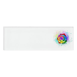 Badge D'identification Rose arc-en-ciel coloré