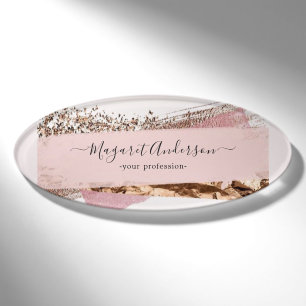 Badge D'identification Rose Gold Blush rose Étiquette Femme Employé 