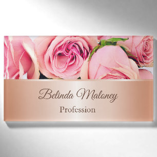 Badge D'identification Roses roses roses Rose or