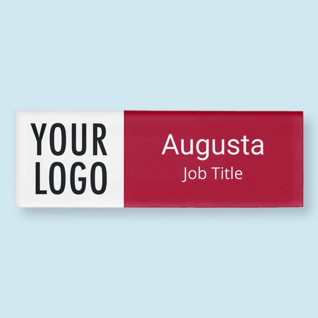 Badge D'identification Rouge acrylique Nom Balise Logo Magnétique Profess (MISOOK Red Name Tag with Logo)