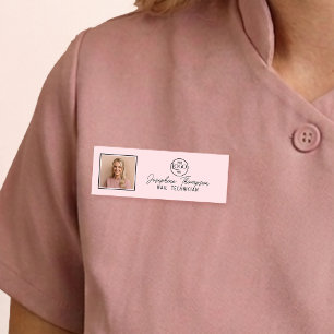 Badge D'identification Salon de manucure rose poudré pour la marque de te
