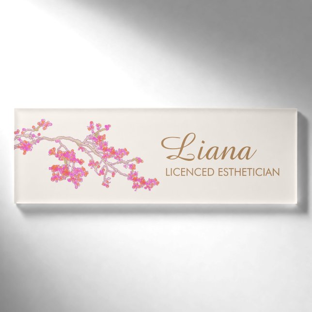 Badge D'identification Salon Spa rose Floral Beauté (Devant)