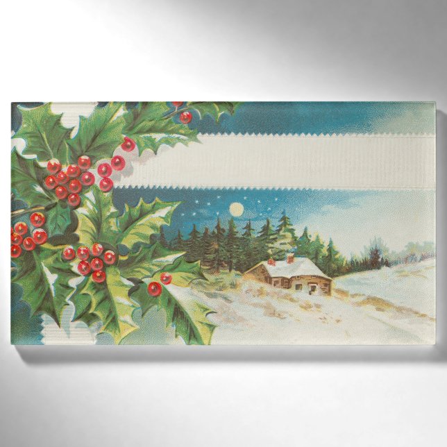 Badge D'identification Scène de Noël Hiver de neige blanche (Devant)
