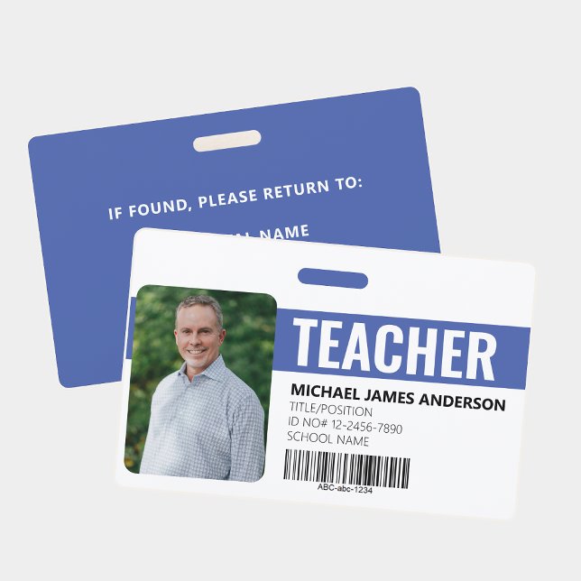 Badge d'identification scolaire de l'enseignant (Teacher ID Badge)