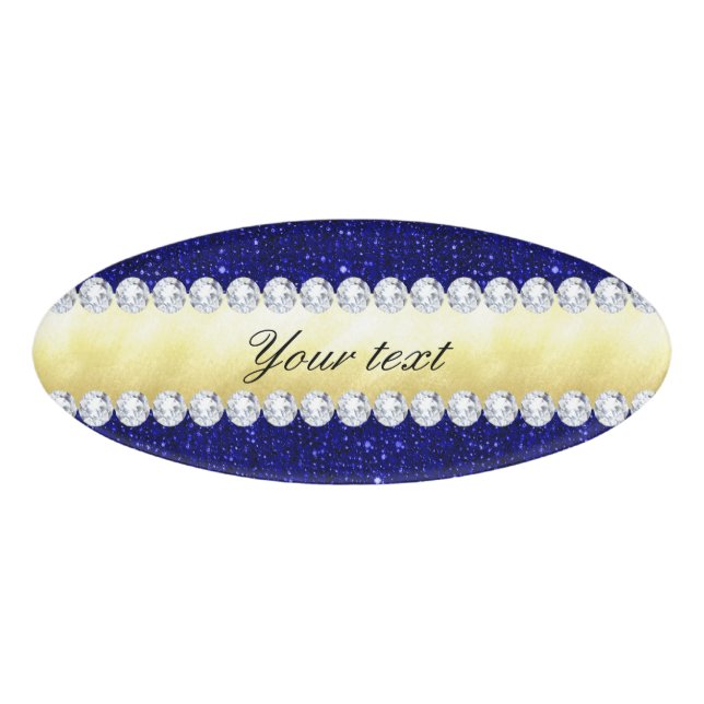 Badge D'identification Séquins de marine personnalisés, or, diamants (Devant)