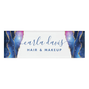Badge D'identification Signature Script Agate Galaxie Étoiles Célestes