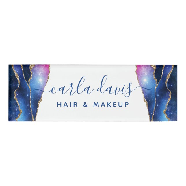 Badge D'identification Signature Script Agate Galaxy Céleste Stars (Devant)