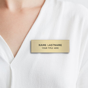 Badge D'identification Simple Basic Minimal Faux Gold Modern Sleek Titre