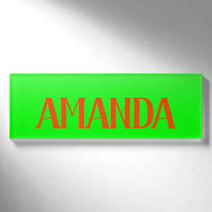 Badge D'identification Simple et moderne Lime Green & Orange - Personnali