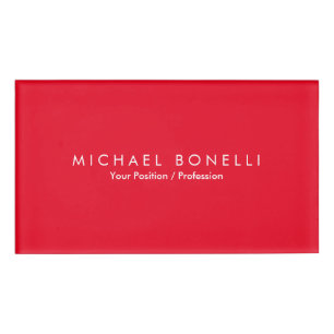 Badge D'identification Simple minimaliste simple élégant moderne rouge