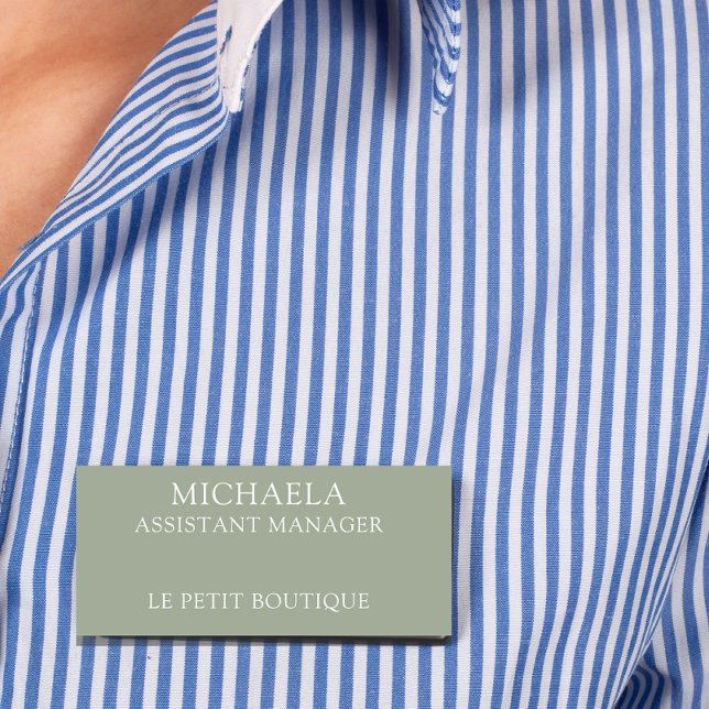 Badge D'identification Simple Sage Green Professionnel (Créateur téléchargé)