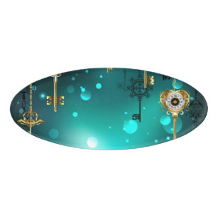 Badge D'identification Skeleton Keys on Green Background