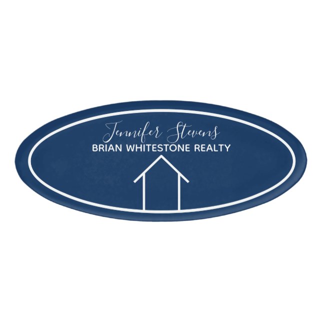 Badge D'identification Société immobilière Custom Navy Blue Realtor (Devant)