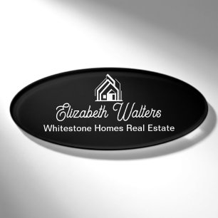 Badge D'identification Société Immobilière Noir Blanc Realtor Personnalis