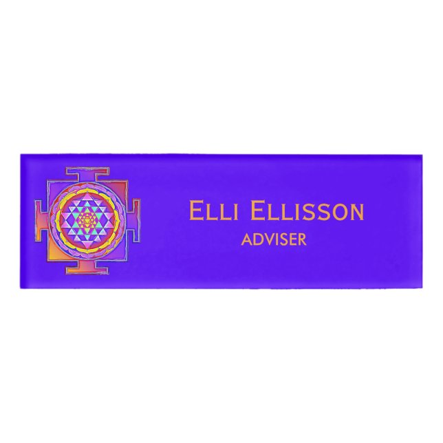 Badge D'identification Sri Yantra - Symbole hindouiste Design 1 (Devant)