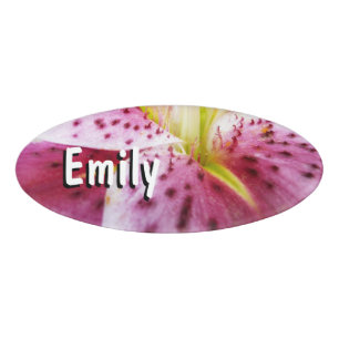 Badge D'identification Stargazer Lily brillant Magenta Floral