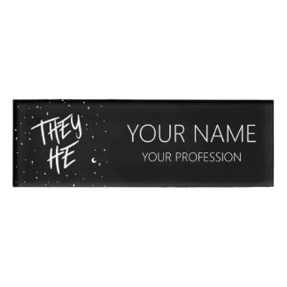 Badge D'identification Stars Ils Il Pronouns