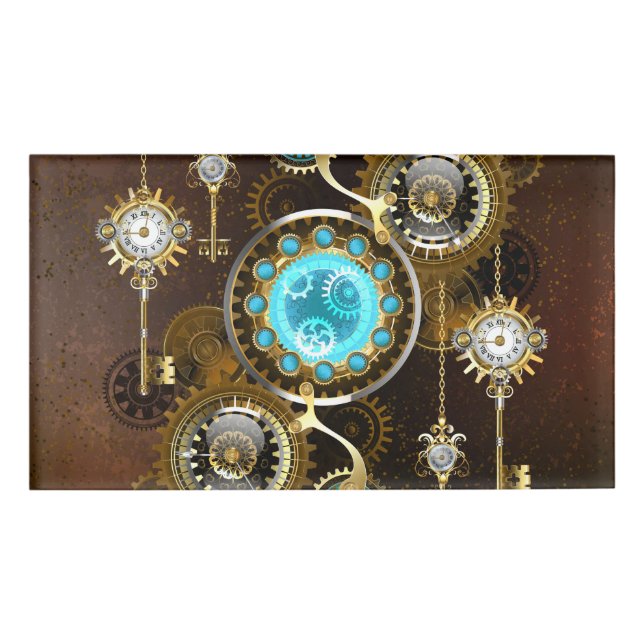 Badge D'identification Steampunk Rusty Background (Devant)