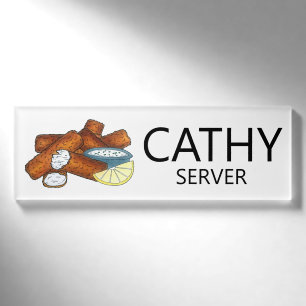 Badge D'identification Sticks de poisson Doigts Poissons Serveurs de sauc