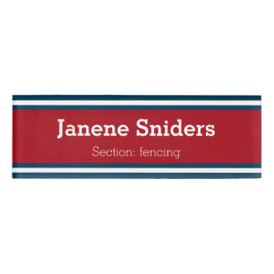 Badge D'identification STRIPES SPORTIFS - Bleu Rouge Blanc + vos idées