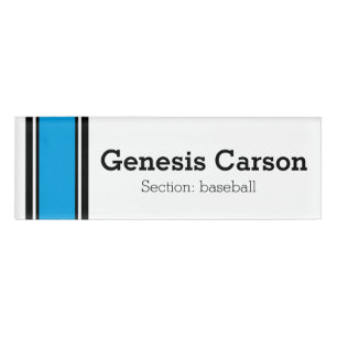 Badge D'identification STRIPES SPORTIVES - Cyan Black White + vos idées