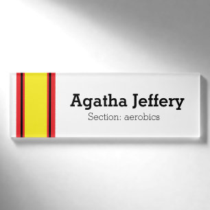 Badge D'identification STRIPES SPORTIVES - Jaune noir blanc + vos idées