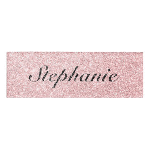 Badge D'identification Style de Parties scintillant rose de nom personnal