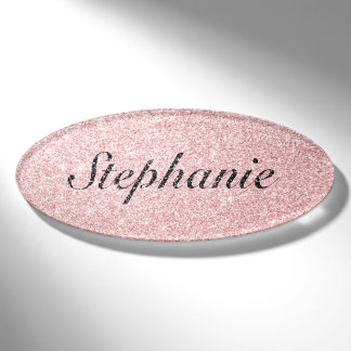 Badge D'identification Style de Parties scintillant rose de nom personnal