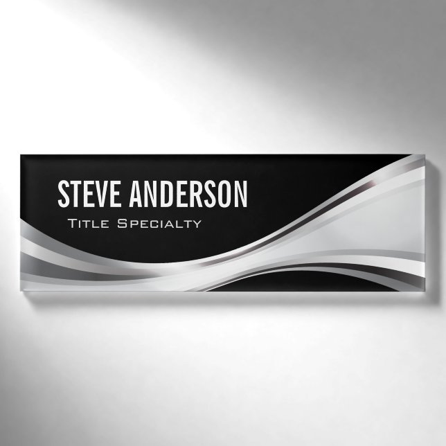 Badge D'identification Style métallique d'argent noir professionnel de (Devant)