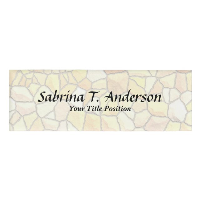 Badge D'identification Style Stylish Stone Wall Élégant Script moderne (Devant)