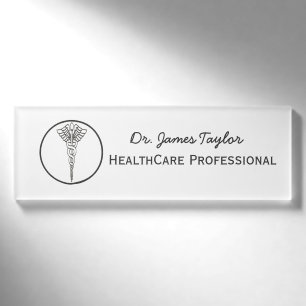 Badge D'identification Symbole simple Caduceus Soins de santé Médicales