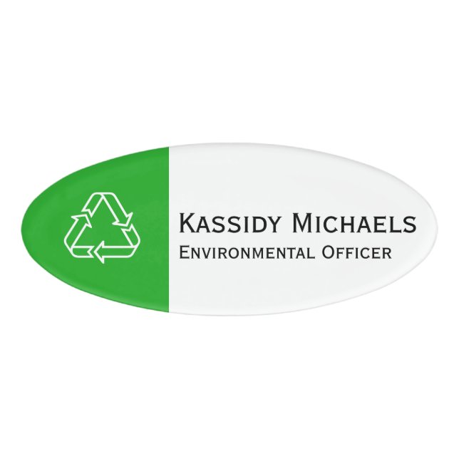 Badge D'identification Symboles simples - RECYCLAGE + texte et idées (Devant)