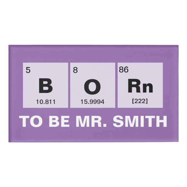 Badge D'identification Table des éléments périodique chimique : Soutenu (Devant)