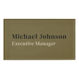 Badge D'identification Tan brun moderne profil professionnel minimaliste