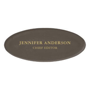 Badge D'identification Taupe Brown & Or Couleur Professionnel Moderne Pla