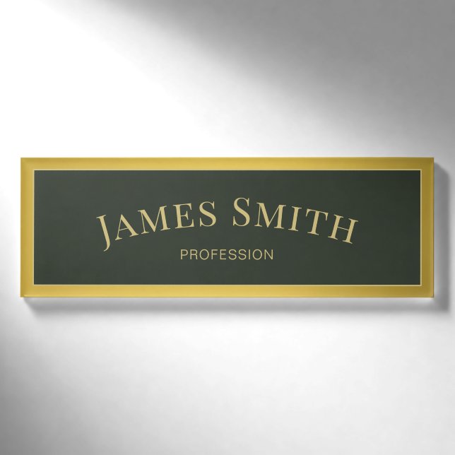 Badge D'identification Tendance Moss Green Luxury Gold : Moderne Professi (Devant)