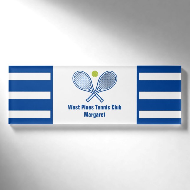 Badge D'identification Tennis sur mesure Country Club Bleu rayé (Devant)