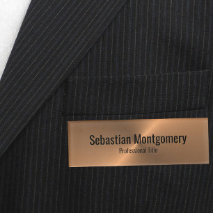 Badge D'identification Texte noir en cuivre professionnel métallique