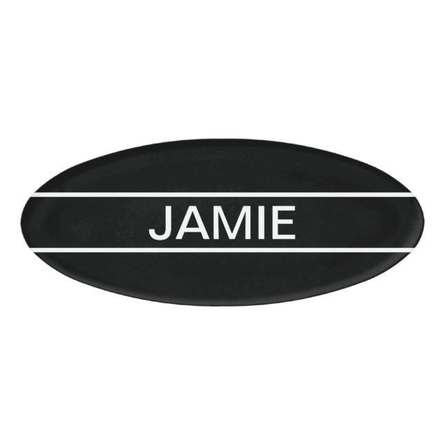 Badge D'identification Texte personnalisable | Bold Modern Black & White (Devant)