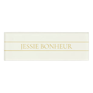 Badge D'identification Texte personnalisable simple et élégant Or blanc
