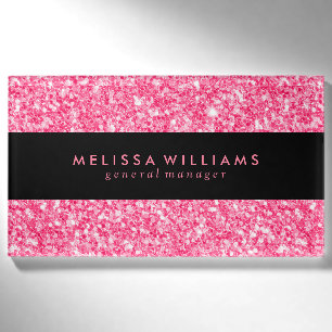 Badge D'identification Texture de Parties scintillant noire et rose