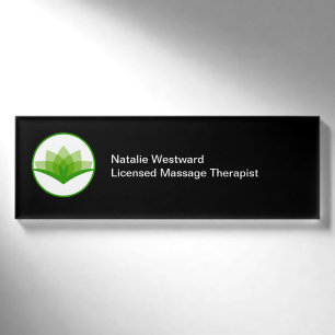 Badge D'identification Thème Fleur Lotus, Thérapiste De Massage Autorisé