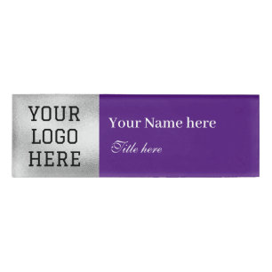 Badge D'identification Titre du logo personnalisé Simple Purple Business