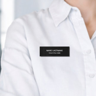 Badge D'identification Titre Moderne Minimaliste Noir Simple De Base