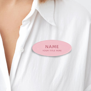 Badge D'identification Titre Moderne Simple De Base Rose Poudré Féminin P